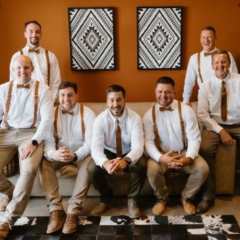 Modern and masculine Groom Suite at Simbali with lounge area and prep space